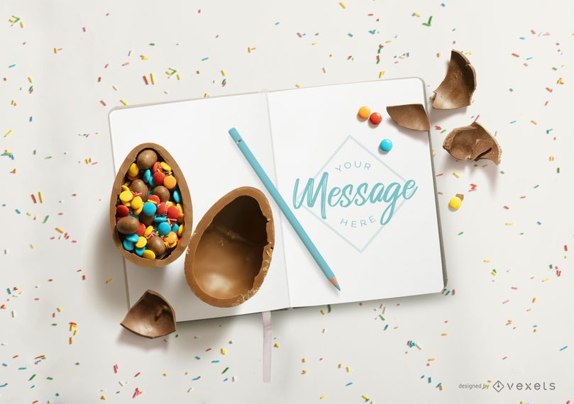 Easter open notebook mockup design Easter open notebook mockup design