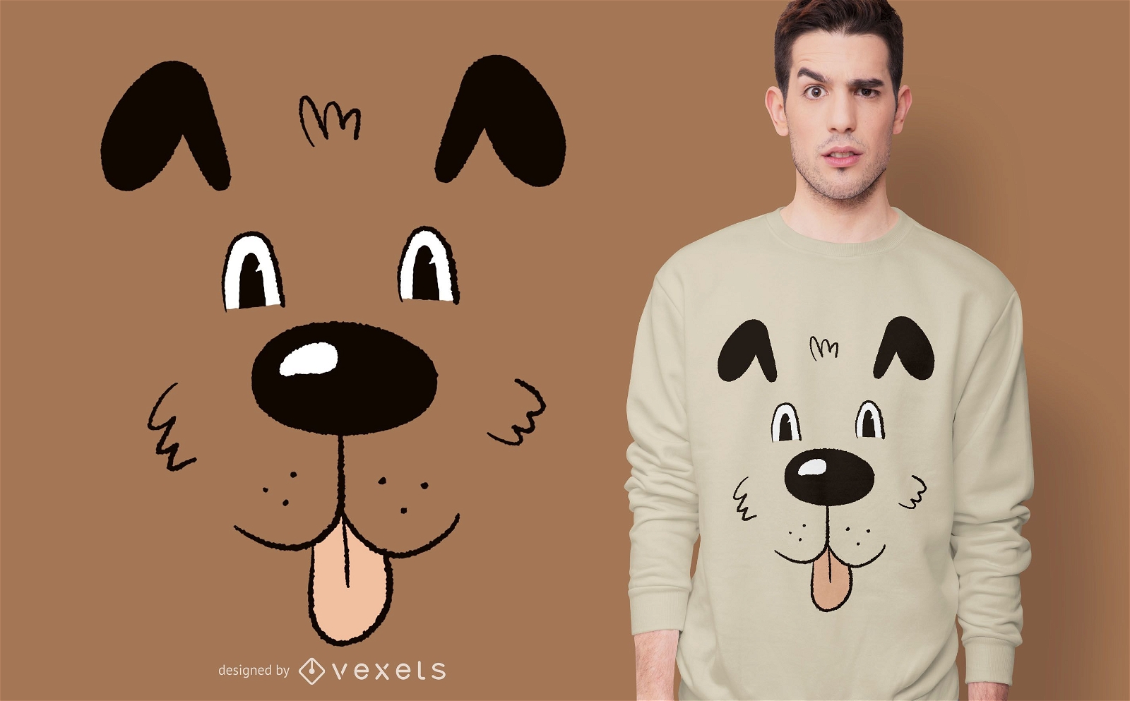Design de camiseta com cara de cachorro
