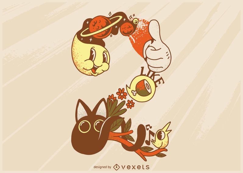 Number 2 cartoon illustration Number 2 cartoon illustration