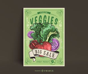 Vintage Gemüse Poster Vorlage