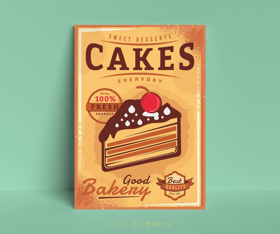 Vintage Kuchen Poster Vorlage