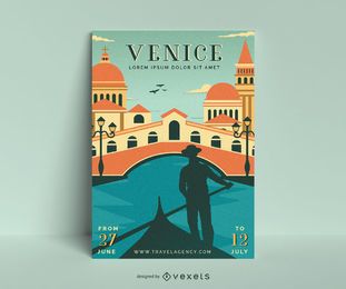 Plantilla de cartel vintage de Venecia