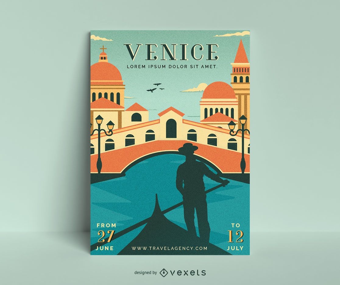 Vintage Plakatschablone von Venedig