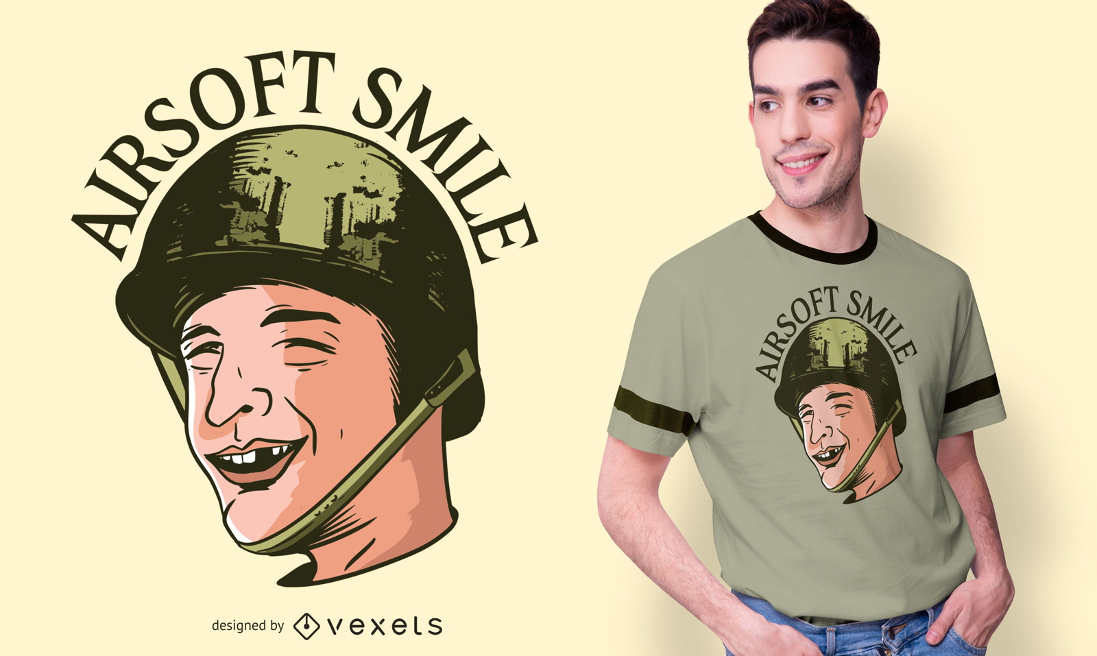Design engraçado de camisetas Airsoft do homem desdentado