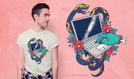 Laptop Tattoo T-shirt Design Laptop Tattoo T-shirt Design