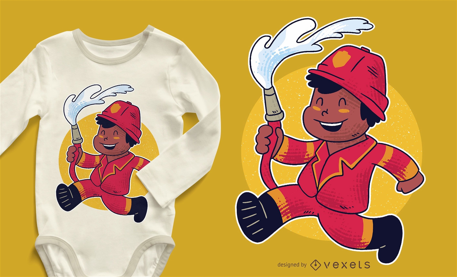 Design de camiseta de menino bombeiro
