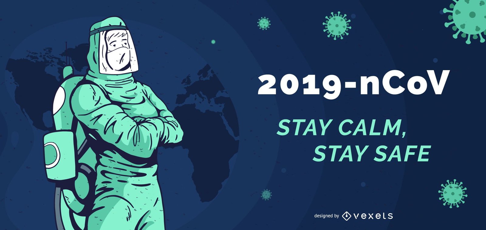 Plantilla de banner Stay Safe 2019-nCoV
