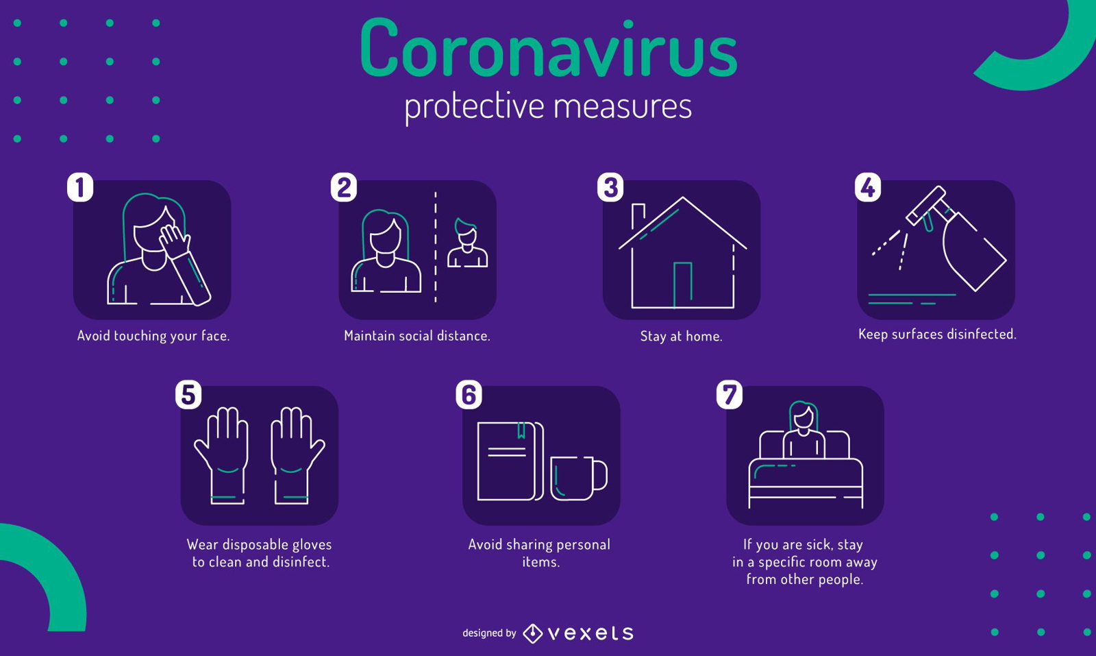 Covid-19 protective measures infographic template