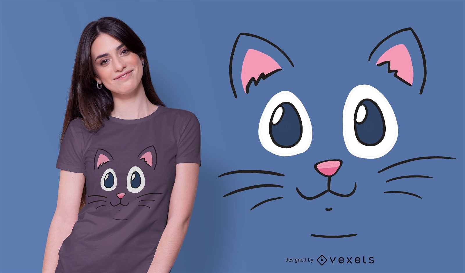 Design de camiseta com cara de gato