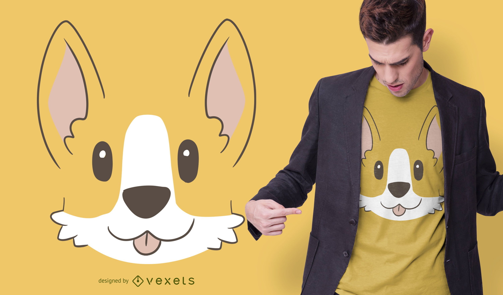 Nettes Corgi Gesicht T-Shirt Design