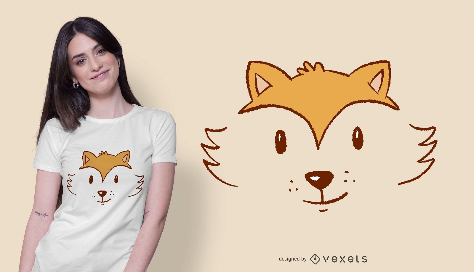 Cute Fox Face T-shirt Design