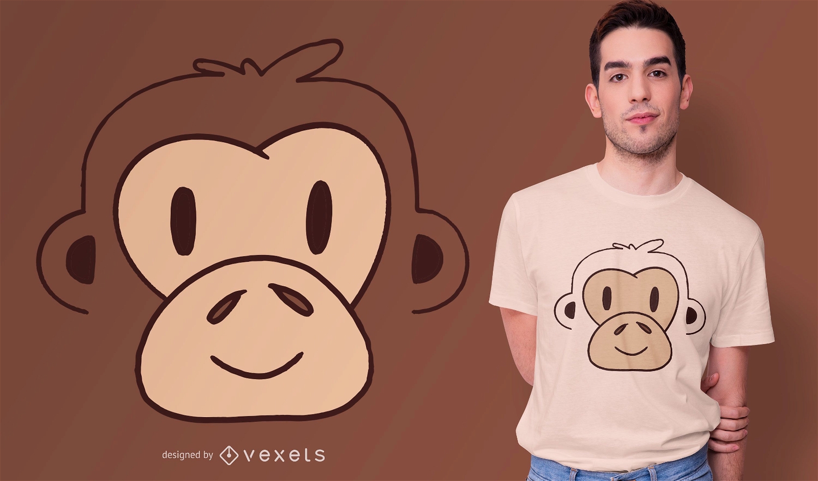 Design de camiseta com cara de macaco