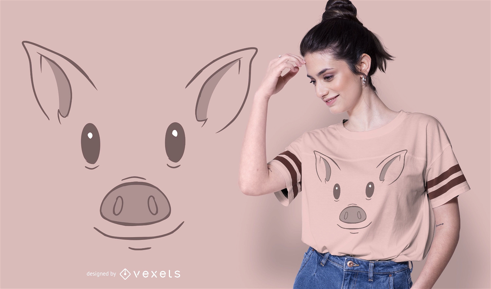 Design de camiseta animal com cara de porco