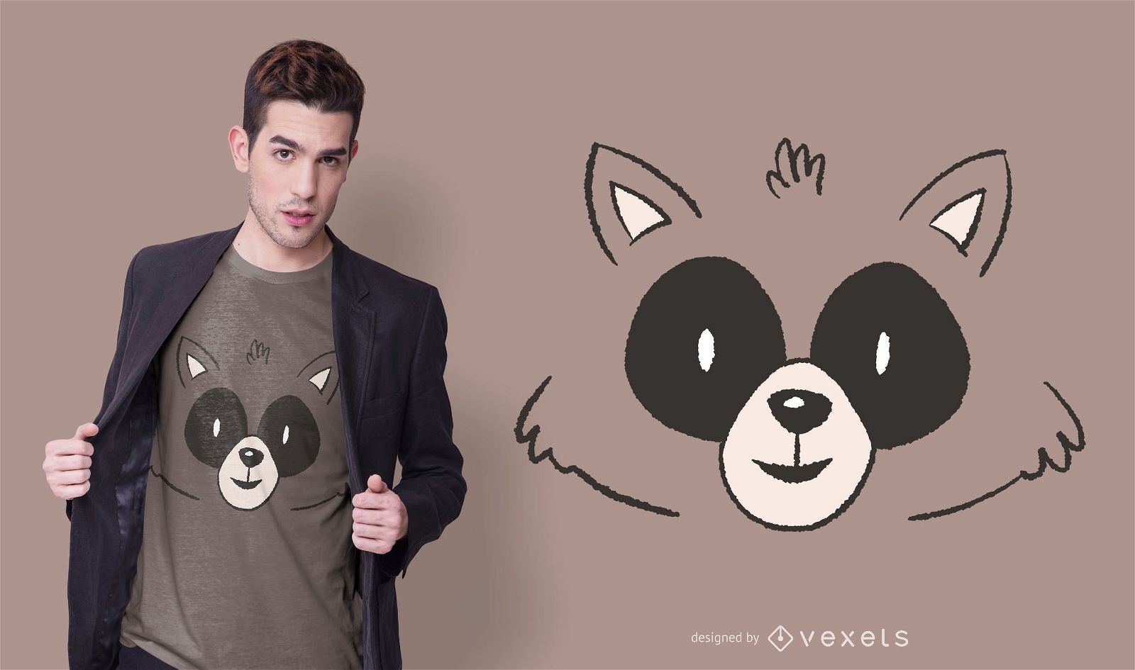 Design de camisetas de animais com cara de guaxinim