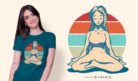 Meditationsmädchen Vintage T-Shirt Design