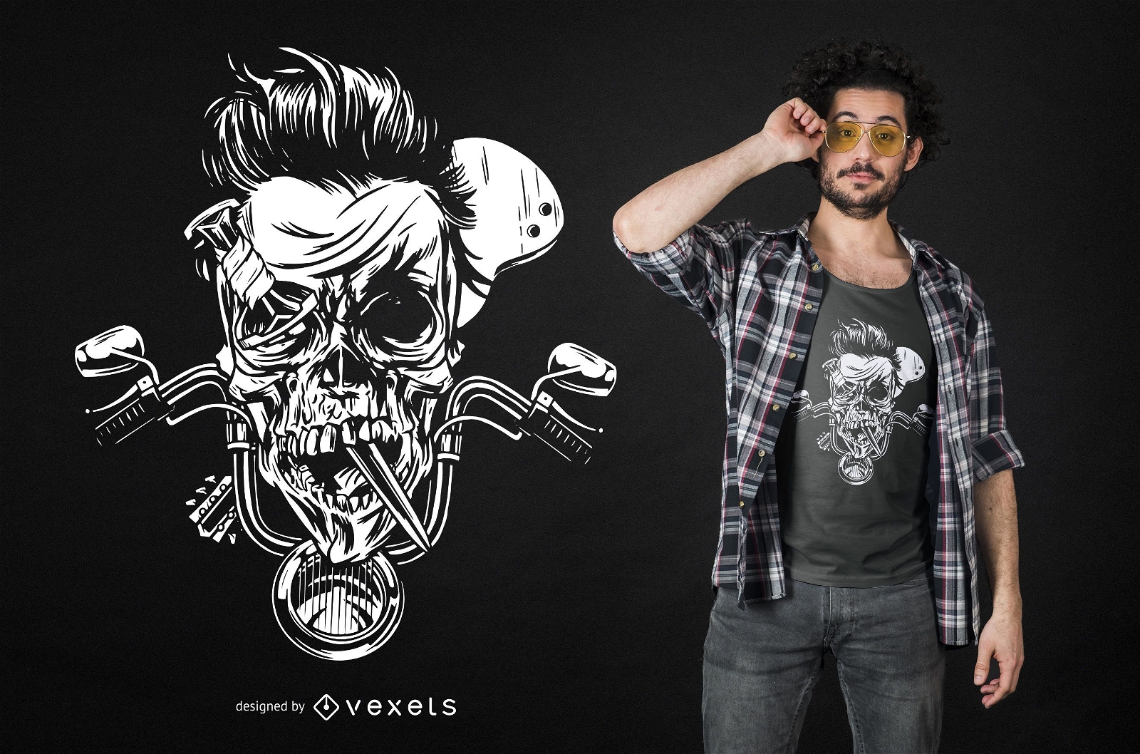 Grim Biker Skull T-shirt Design