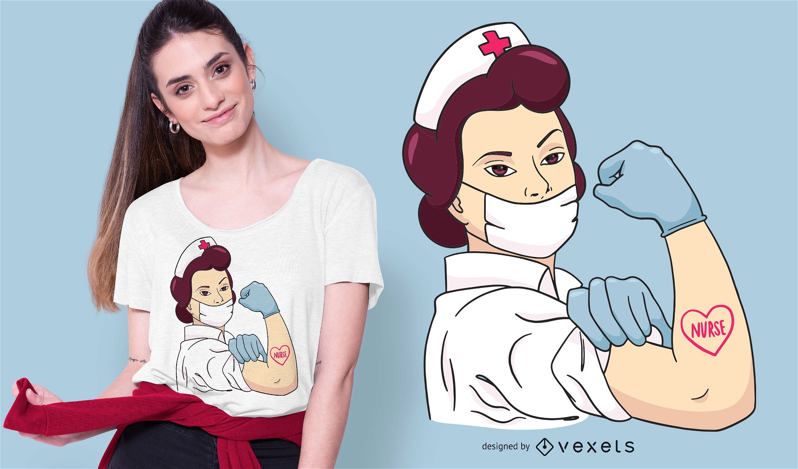 Diseño de camiseta de enfermera fuerte