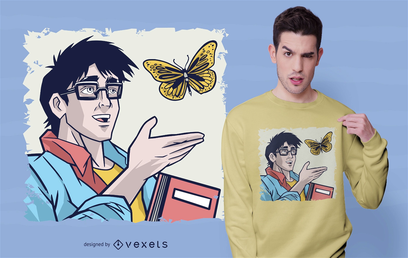 Diseño de camiseta de hombre mariposa