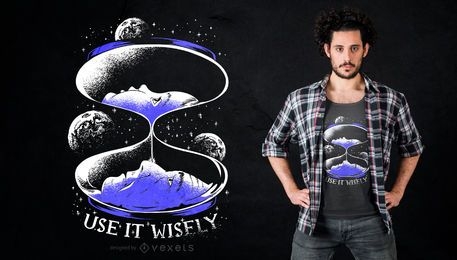 Design de camiseta de citações da ampulheta do espaço