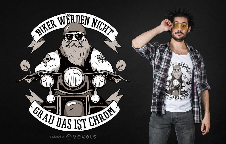 Biker Illustration German Quote T-shirt Design Biker Illustration German Quote T-shirt Design