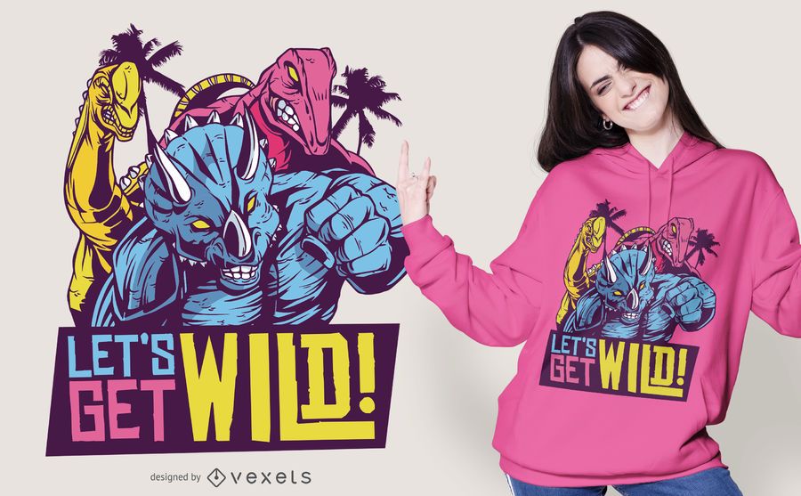 Wild 80s Dinosaurs Quote T-shirt Design Wild 80s Dinosaurs Quote T-shirt Design