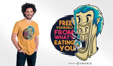 Design de camiseta com citação de homem comendo homem