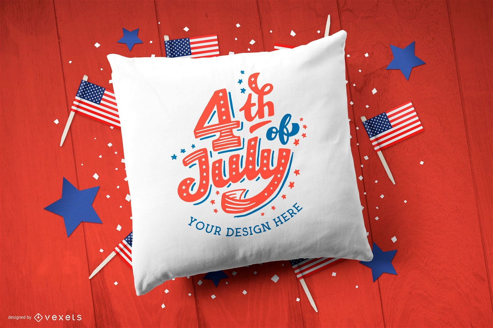 4th of july pillow mockup