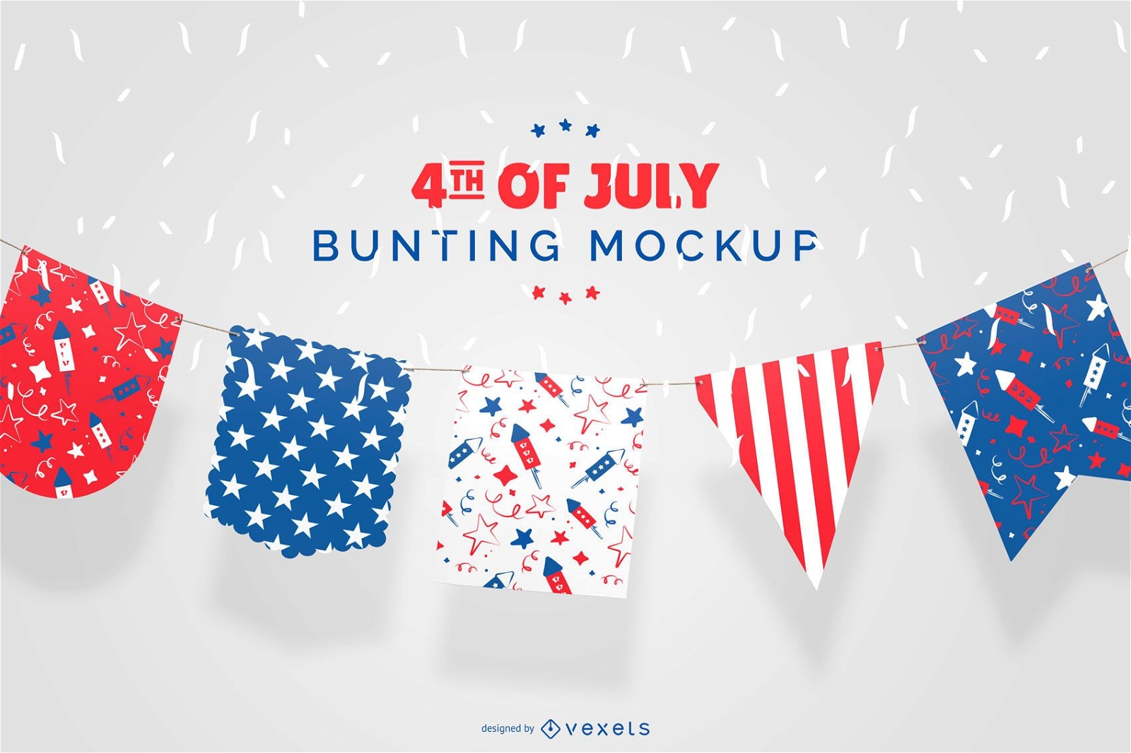 Bunting Banner 4th July Mockup Design