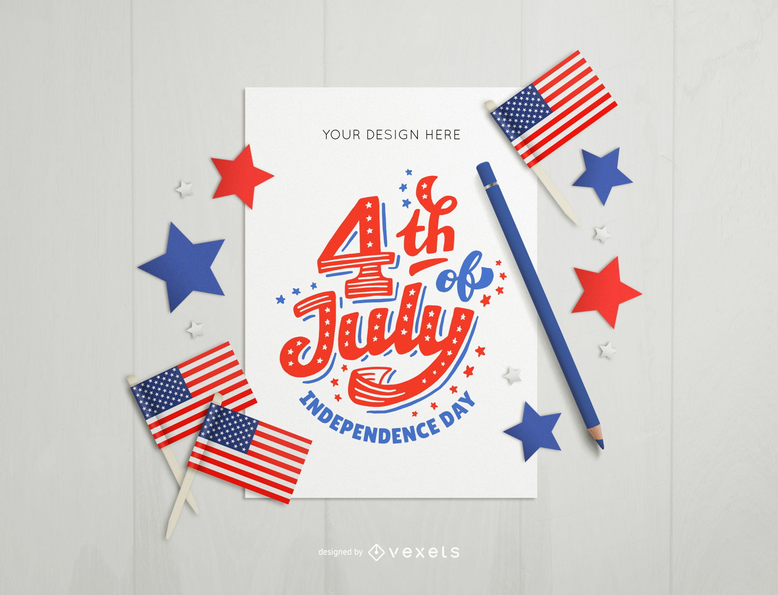 4th of july card mockup composition