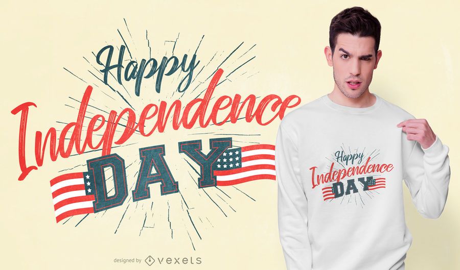 Happy Independence Day Text T-shirt Design Happy Independence Day Text T-shirt Design