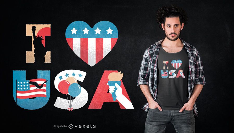 I Love USA T-shirt Design I Love USA T-shirt Design