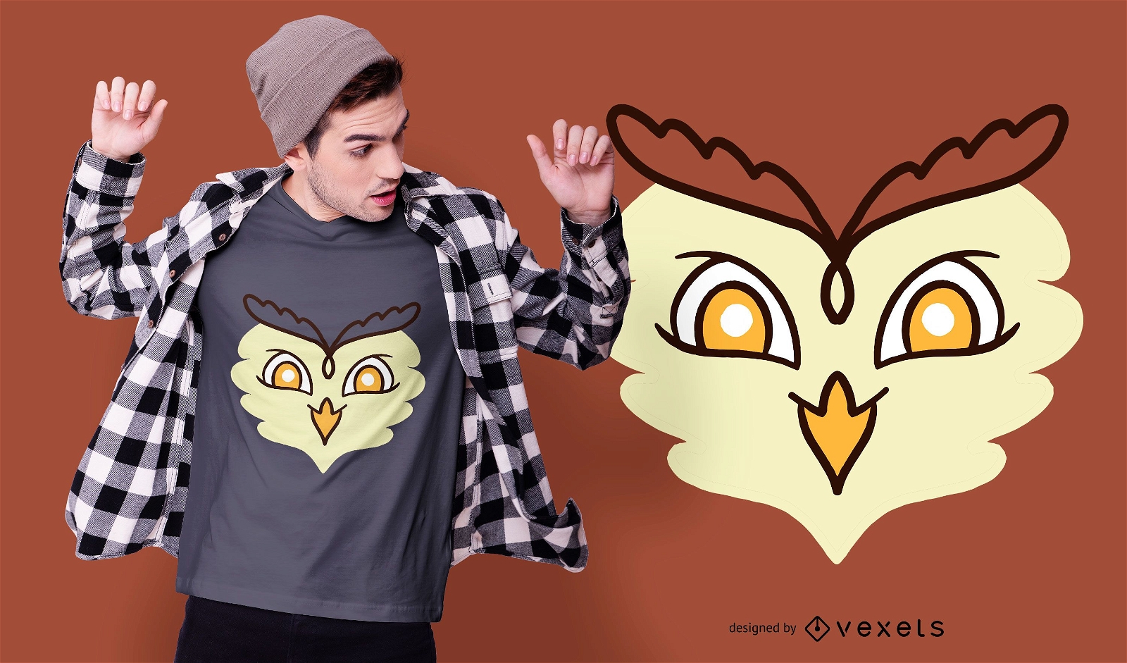Owl Face T-shirt Design