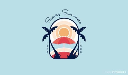 Modelo de logotipo de verão ensolarado