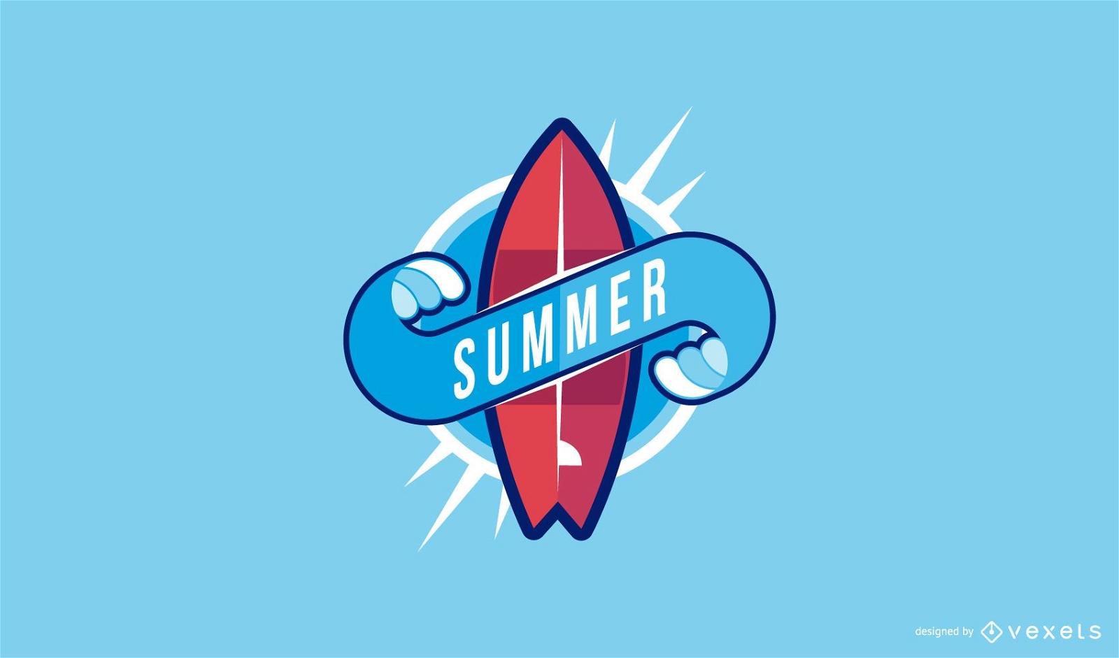 Sommer Surfbrett Logo Vorlage