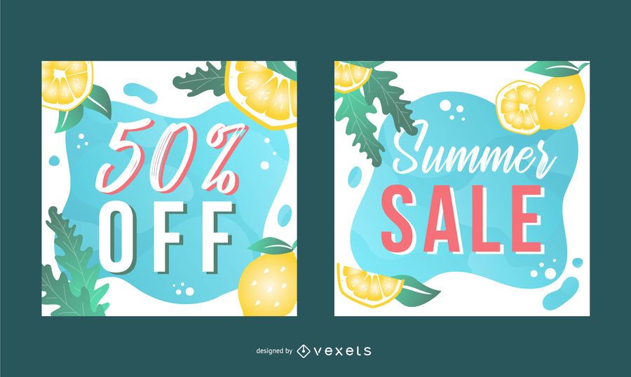 Conjunto de banner de venta de plaza de verano Conjunto de banner de venta de plaza de verano