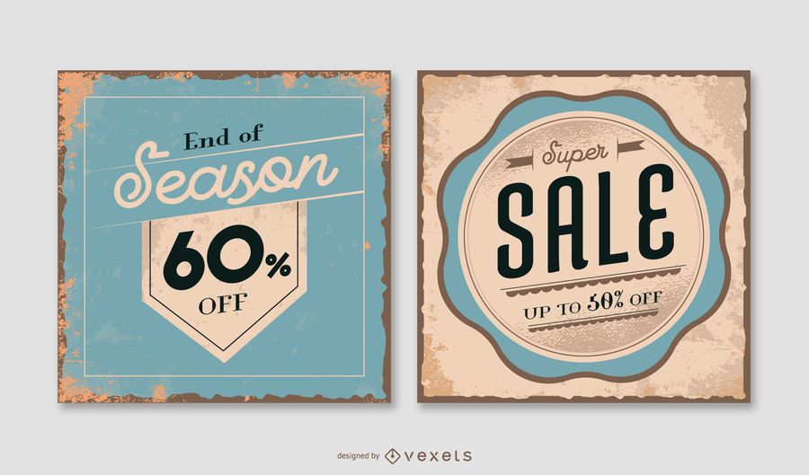 Paquete de banner de venta cuadrado vintage Paquete de banner de venta cuadrado vintage