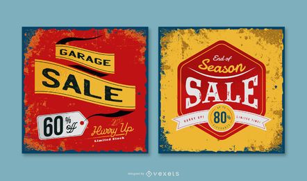Pacote de banners vintage para venda de garagem