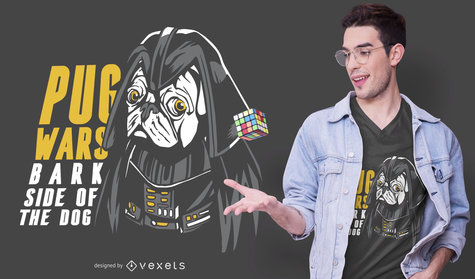 Diseño de camiseta pug darth