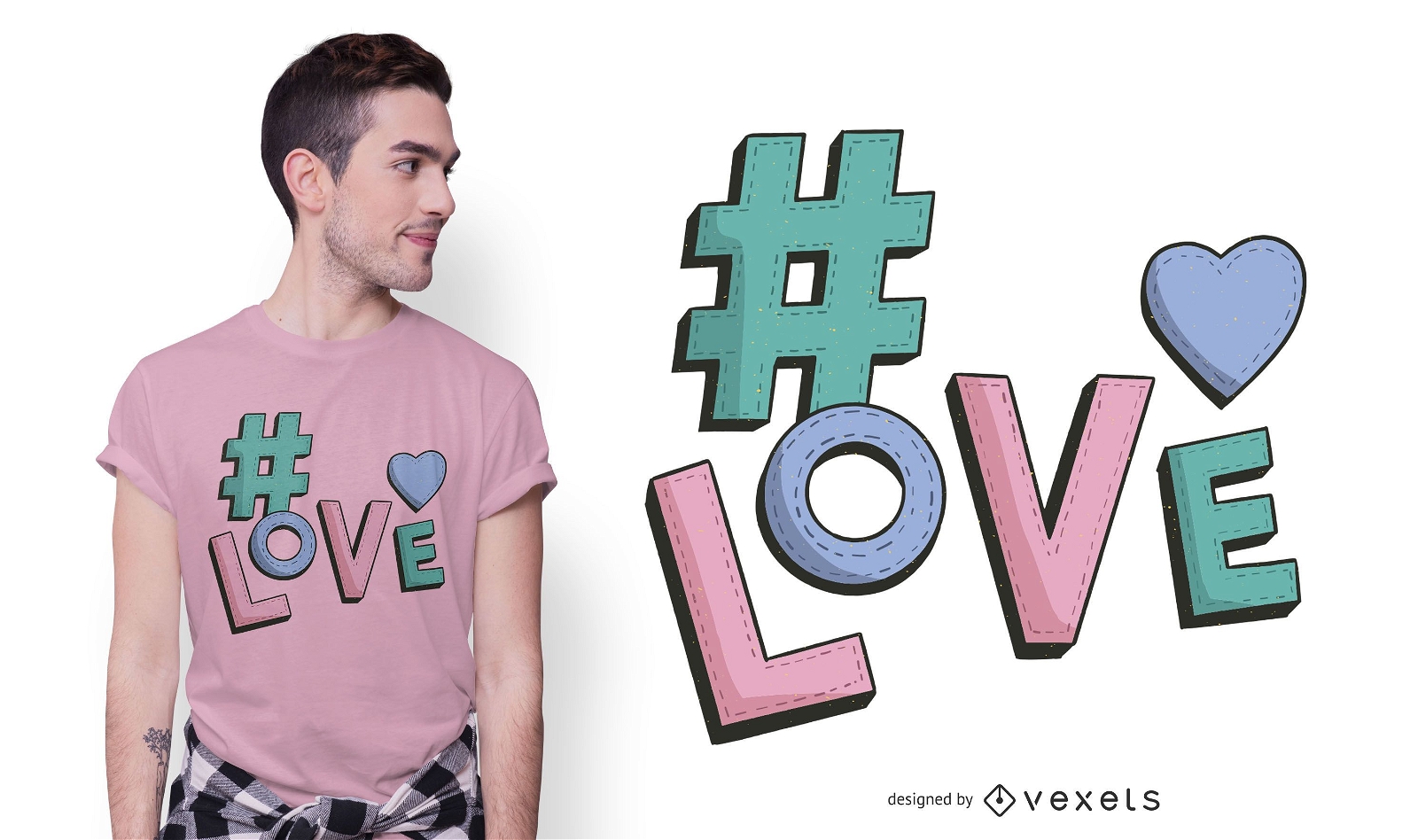 Design de camisetas de amor com hashtag