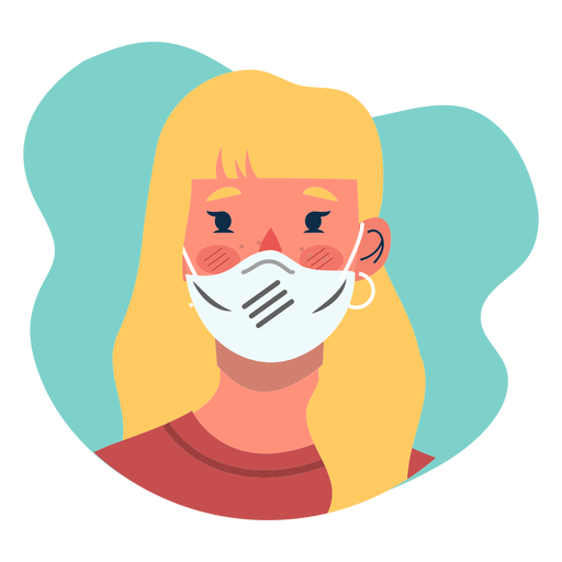 Covid 19 blonde girl character icon PNG Design