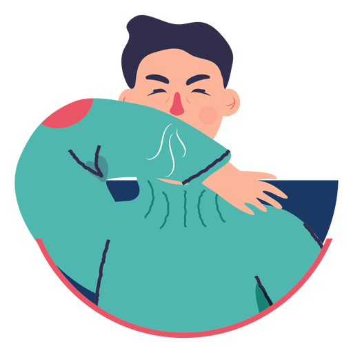 Covid 19 symptom character cough elbow PNG Design