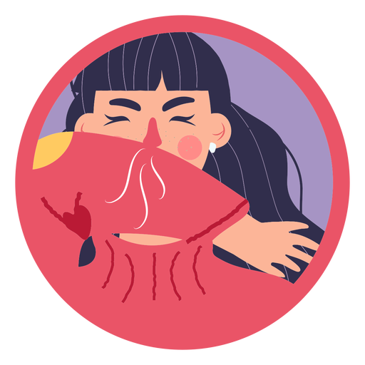 Covid 19 symptom girl cough elbow PNG Design