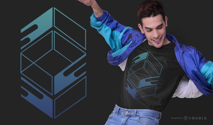Diseño abstracto de la camiseta de la caja azul Diseño abstracto de la camiseta de la caja azul