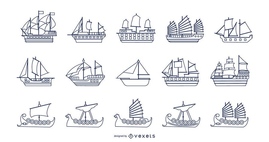 Boats stroke collection Boats stroke collection