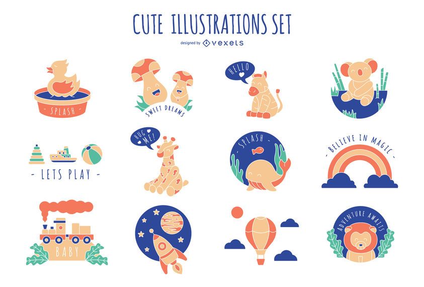 Conjunto de ilustración de niños lindos Conjunto de ilustración de niños lindos