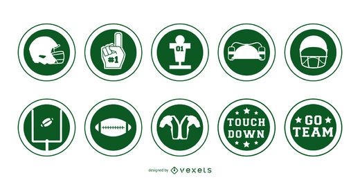 American football badges stroke set