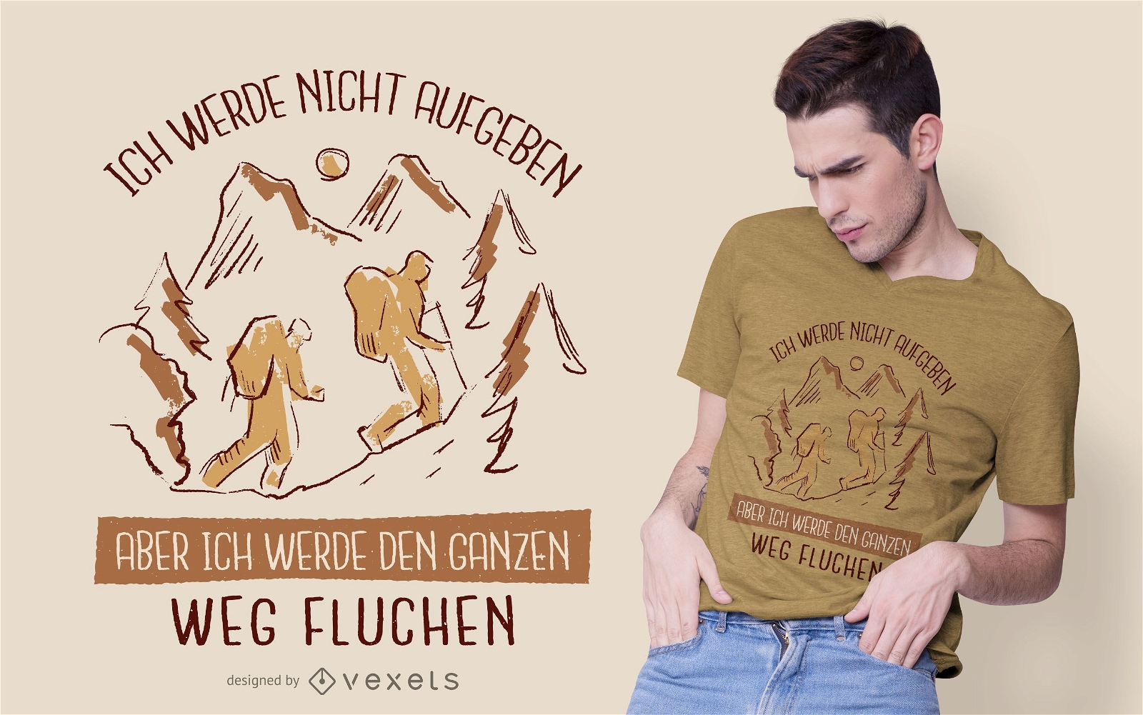 Wanderndes deutsches lustiges Zitat-T-Shirt Design
