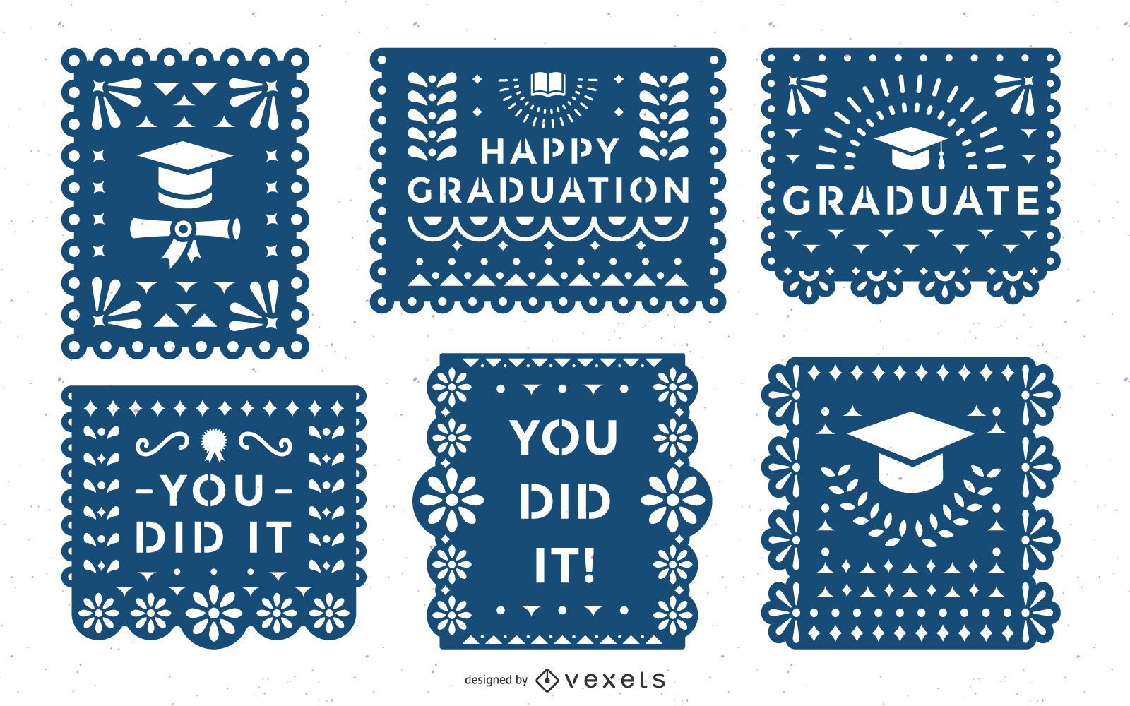 Graduation papel picado banner set