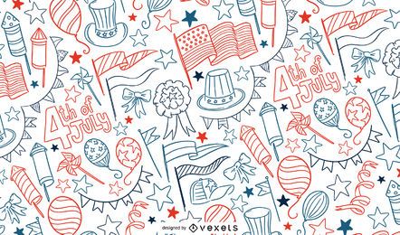 4 de julho desenho padrão de doodle 4 de julho desenho padrão de doodle