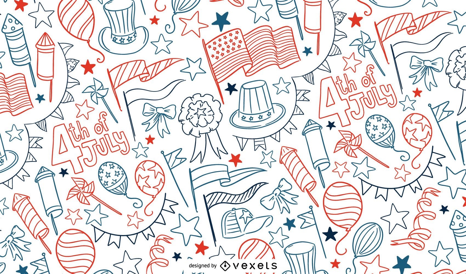 4th of July doodle pattern design